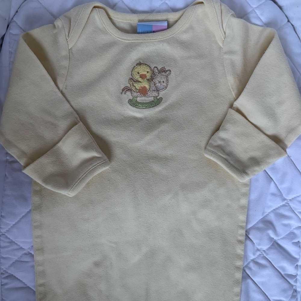 ⭒ 0-3M Just Born Sleep Gown Sleeper Sack Embroidered Cotton Mittens Pastel ⭒